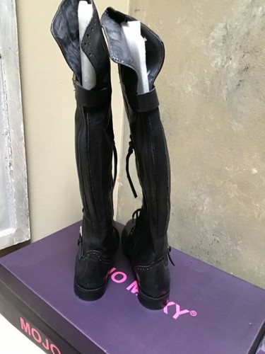 Mojo Moxy NEW HIGHLAND RIDER Black Moto LEATHER OVER THE KNEE Boots NWB 6,5 US - Picture 5 of 10