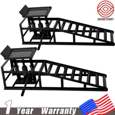 11000lb 2PCS Portable Auto Hydraulic Car Ramps Lifts Adjustable Height 9.8"-15"