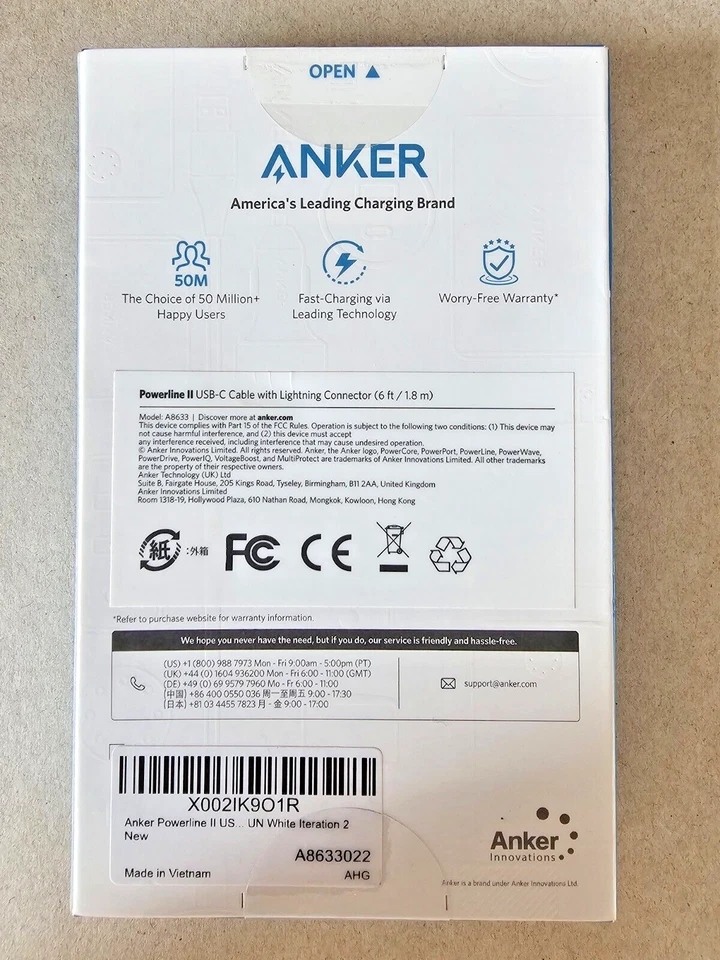 ANKER POWERLINE II USB C w/ Lightning Connector MFi Certified White 6 ft / 1.8M - Image 2 of 4