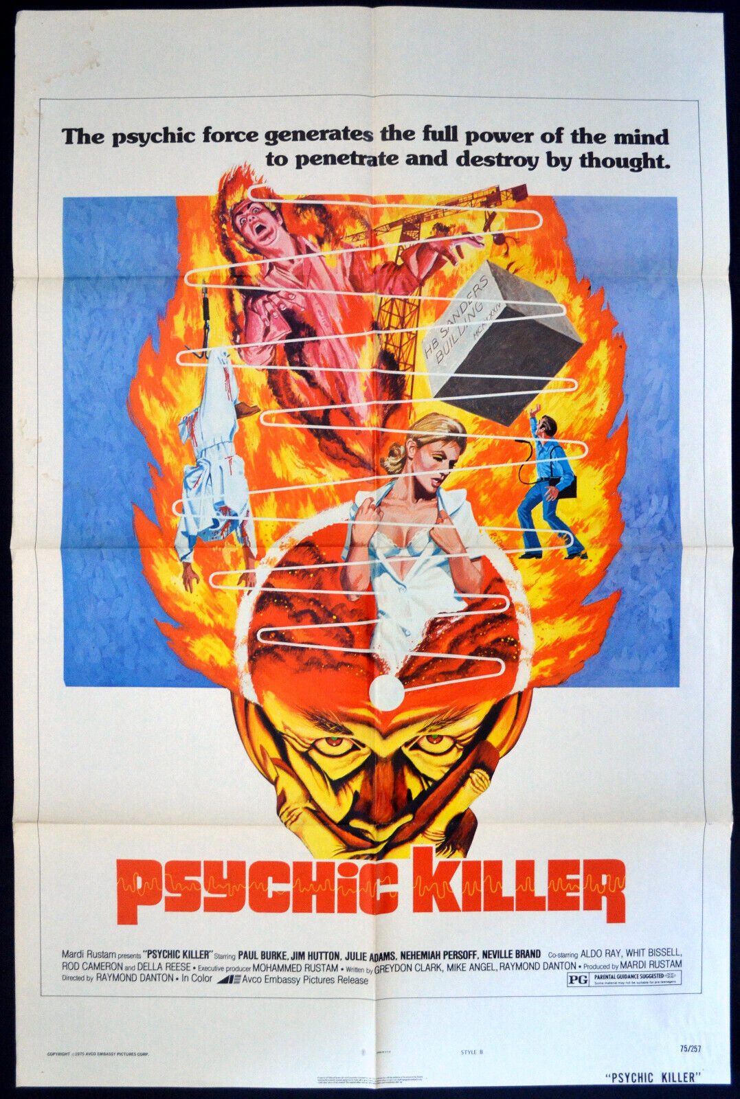PSYCHIC KILLER 1975 Paul Burke, Julie Adams, Jim Hutton US 1-SHEET POSTER Popularna WYPRZEDAŻ, 100% nowy
