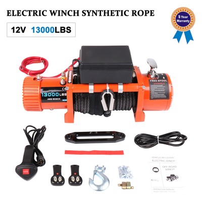 13000Ibs Electric Winch 12V Synthetic Rope 4WD ATV UTV Winch Towing Truck