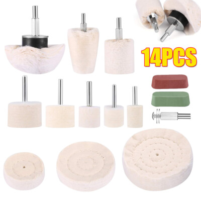 14PCS！Chrom-Alu Felgen Polierset Polierscheibe Politur Polierköpfe Polierpaste！