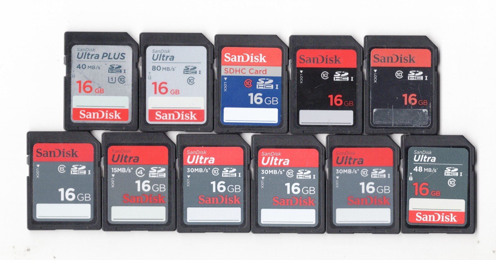 Lot Of 11x SanDisk 16GB SDHC Camera Memory Cards