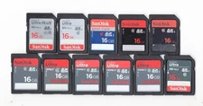 Lot Of 11x SanDisk 16GB SDHC Camera Memory Cards
