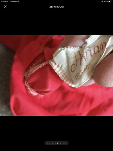 Vintage Avian red nylon half slip, Pillow tab, Small , Lacey Accent - Picture 6 of 8