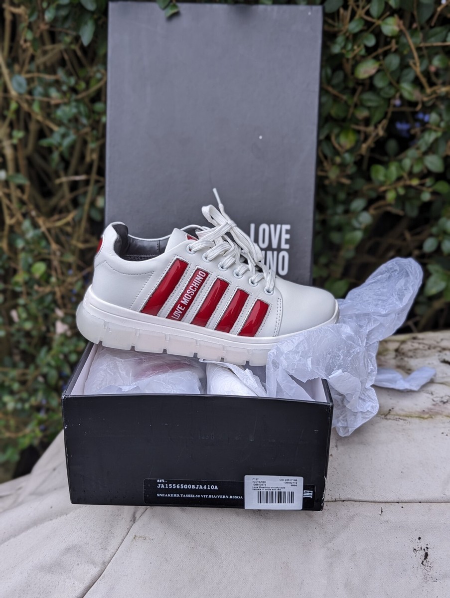 love moschino red and white chunky trainers new with box never