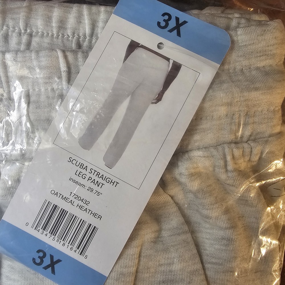 Danskin Women's Scuba Strait Leg Pants SZ 3XL Nwt In Poly Oatmeal Heather