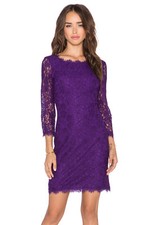 NWT NEW Diane von Furstenberg DVF Zarita purple lace sheath dress size 8