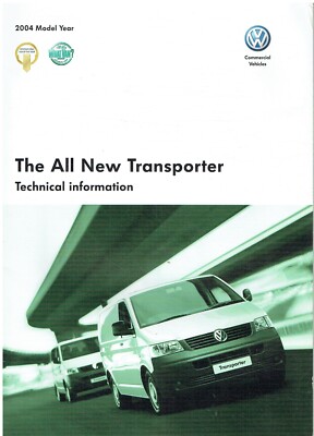 VW TRANSPORTER T5 VAN & CHASSIS CAB ORIG. 2004 FACTORY TECHNICAL DATA BROCHURE