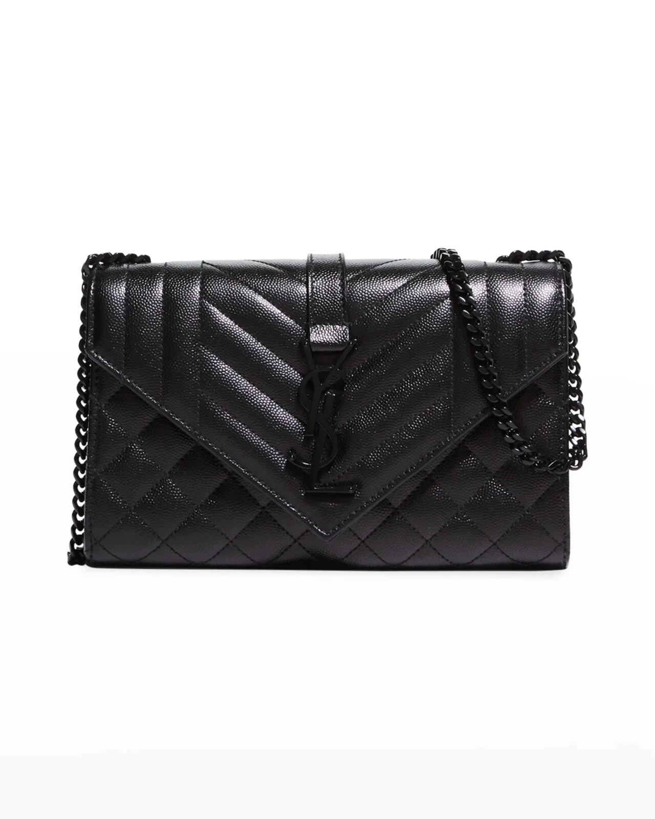 Borsa a tracolla Saint Laurent Small YSL Monogram trapuntata in pelle nera usata