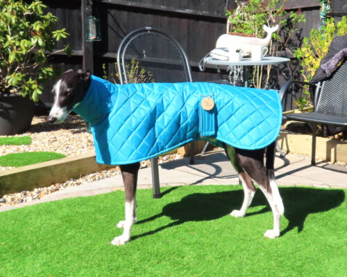FLEECE LINED QUILTED WATERPROOF COAT XL - TURQ - 28/29'' - FOR GREYHOUND RESCUE