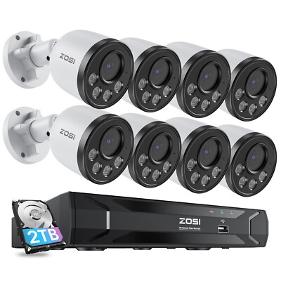 ZOSI 4K PoE Kit Vidéo Surveillance, 16CH 4K NVR avec 8 Caméra PoE 5MP, Accès à distance
