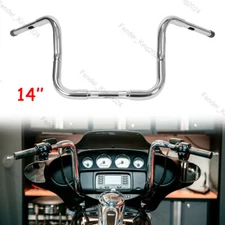 Chrome/Black 14" Rise Ape Hanger 1/4" Handlebar Fit For Harley Custom Sportster