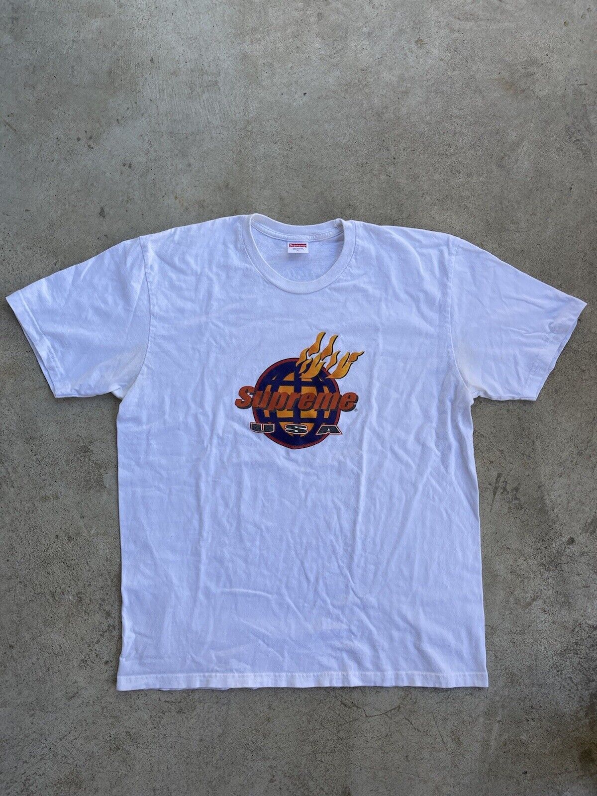 Supreme Fire USA Tee F/W 17 Sz XL White Shirt