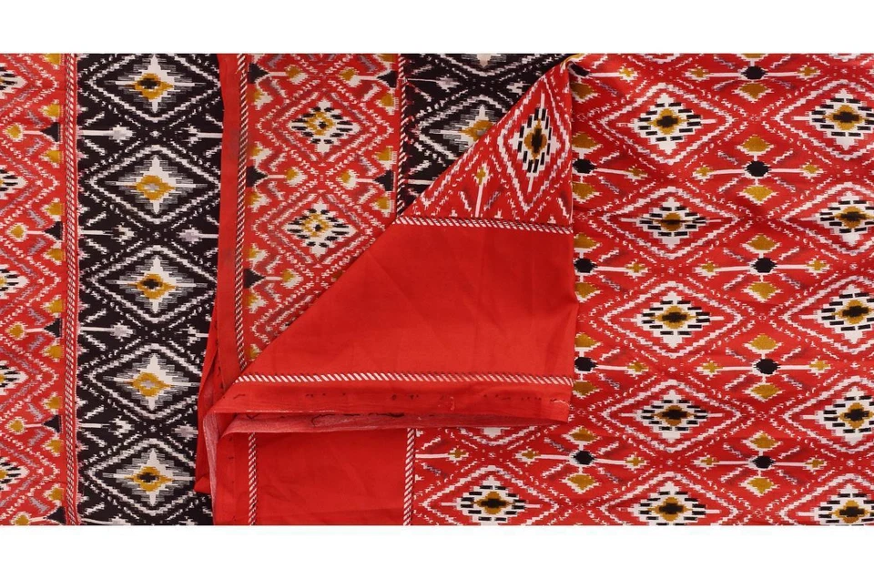 Lote al por mayor de 5 piezas de tela artesanal de sari vintage 100 % seda pura impresa de 5 yardas Foto 3 de 4