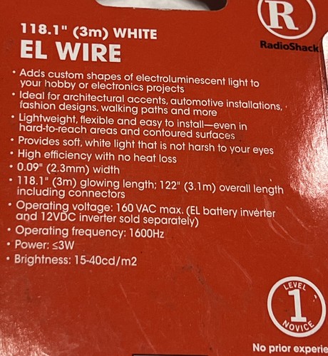 Radio Shack 3m EL WIRE WHITE 2760334 - Picture 2 of 3