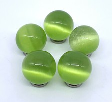 16mm Nimbus Moss Green Cat's Cats Eye Marbles Fiber Optic Spheres Pk 5 Cabochon