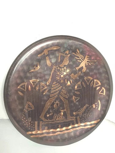 Two Beautiful 10" Egyptian Life metal wall Art plates Made Of Brass/Copper - Picture 5 of 13