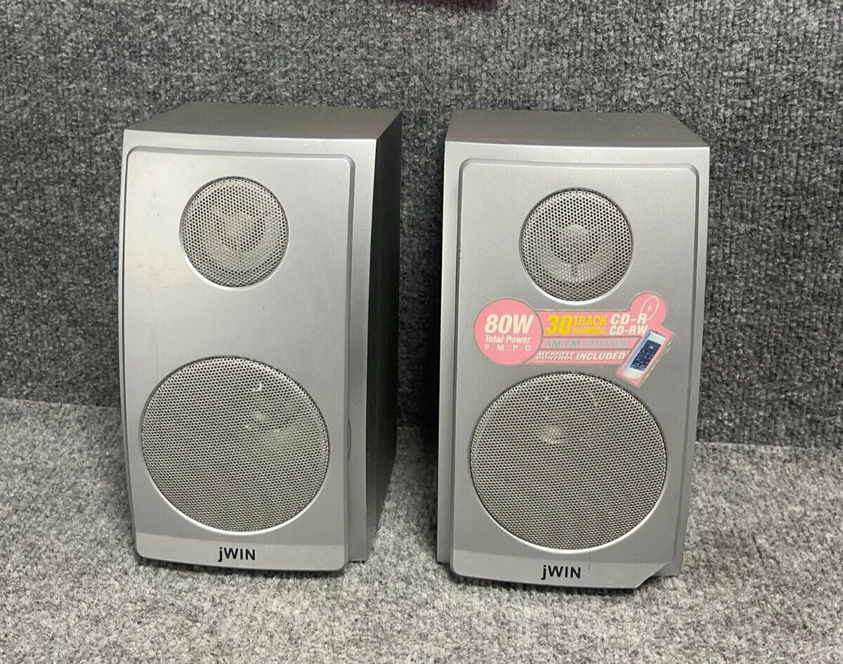 Jwin Dynamic Speakers Pair, Impedance 8 Ohms, 80W Total Power In Silver Color