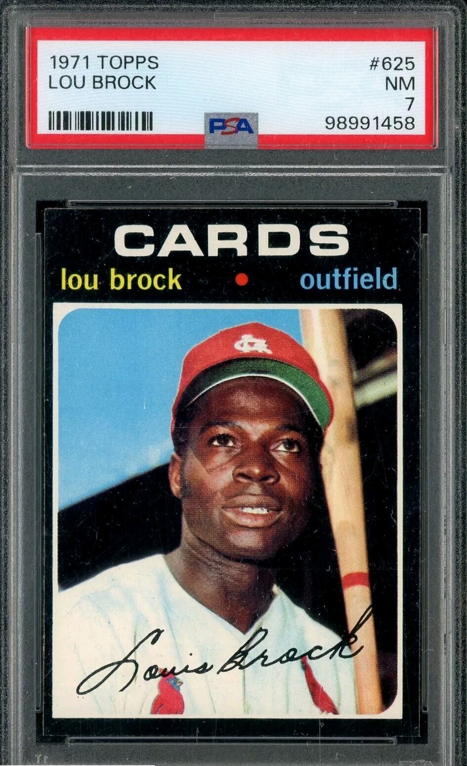 1971 Topps #625 Lou Brock Cardinals HOF PSA 7
