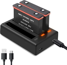 2 Pack ONE X3 Battery & Triple USB Charger Hub Bundle for Insta360 ONE X3 Camera