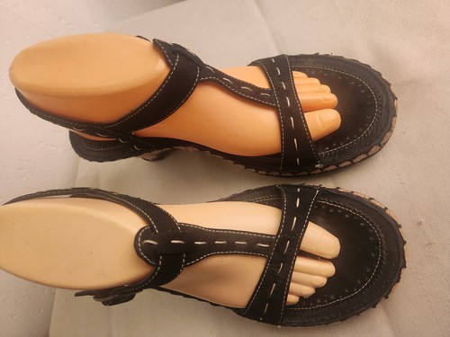 Indigo by Clarks Womens 8 M Black Buckle Strappy Wedge Sandals #8 - Picture 4 of 7