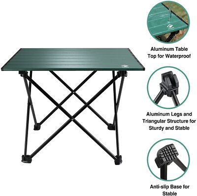VILLEY Camping Side Table Aluminum Folding Beach Table 16''/19''/24'' with Bag