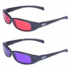 2 Global Vision Attitude Sport Motorcycle Riding Glasses 1 Red &1 Purple Lens
