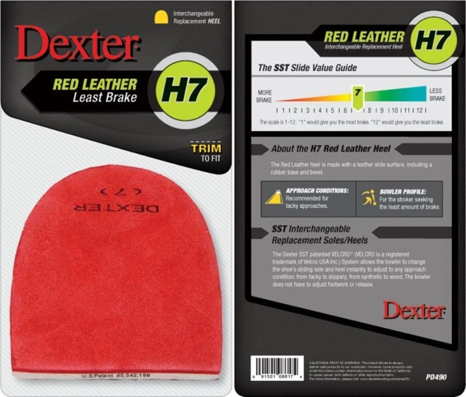 Dexter Bowling Shoes Replacement Heel #7 Red Leather Trim To Fit - Image 1 of 1