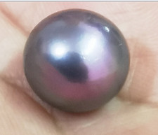 Huge 15mm South Sea Genuine Black Purpleish Round Loose Pearl Undrilled Jewelry