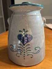 Great Bay Pottery Salt Glaze Crock Canister Bean Pot with Lid USA