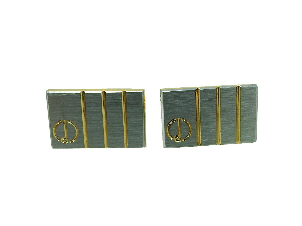 DUNHILL Cuffs D Mark Silver & Gold Bracket Authentic USED