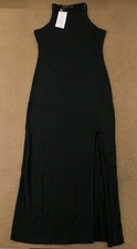 JLCNCUE Women's Size 8-10 Black Causal  High Side Slit Bodycon Maxi Dress NWT