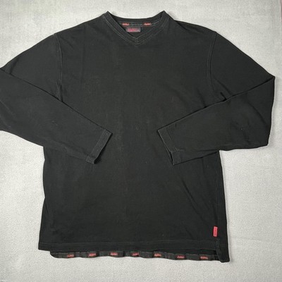 Ted Baker Endurance Shirt Mens Medium Black V Neck Long Sleeve Cotton Casual