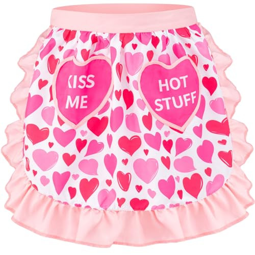 Geyoga Women's Waist Apron Cooking Apron Kitchen Pink Heart Waist Style - Picture 1 of 6