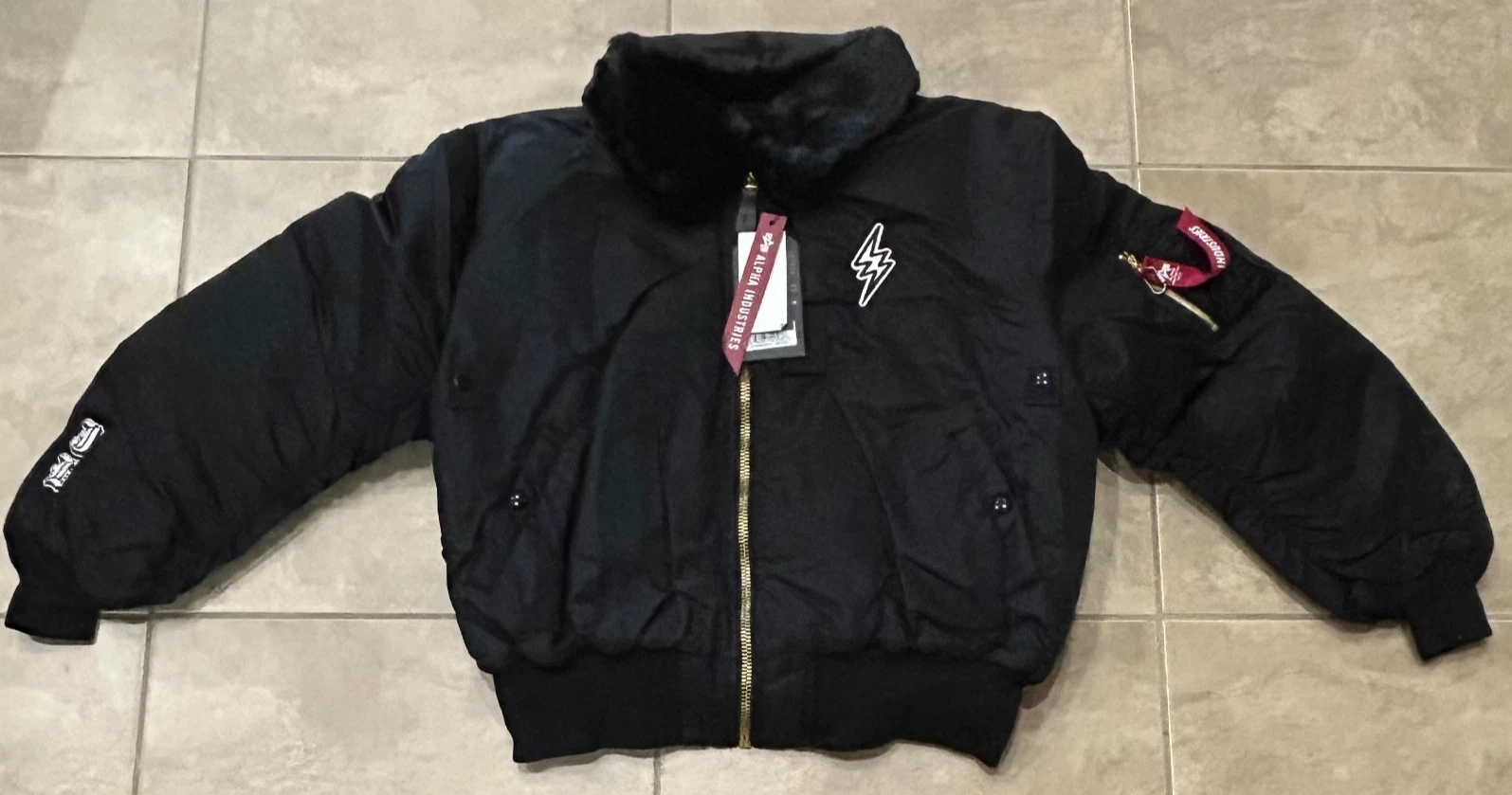 J Balvin B-15 Flight Bomber Jacket Black Alpha Industries Mens 2XL NEW w/ Tag