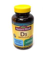Nature Made Vitamin D3 1000 Iu Softgels 300 Ct Bone Immune Support Exp Nov 2028