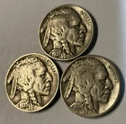 (E1) Beautiful 1935 P, D, And S Buffalo Nickels With 1/2 To 3/4 Horns 3 Coin Lot