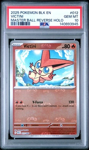 2025 POKEMON BLK EN-BLACK BOLT MASTER BALL REVERSE HOLO #012 VICTINI PSA 10