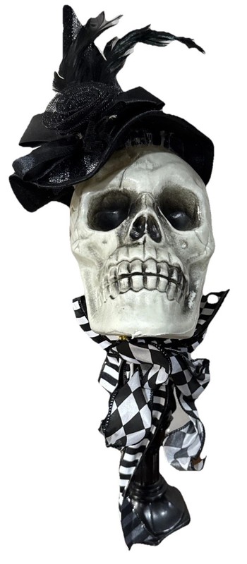 Halloween Skull Candelabra | Black/Silver/White Cute Creepy Horror Haunted Prop