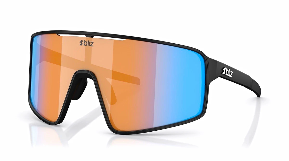 Bliz OZB7015 Herren Sonnenbrille Schirm Sport schwarz, blaue Gläser verspiegelt