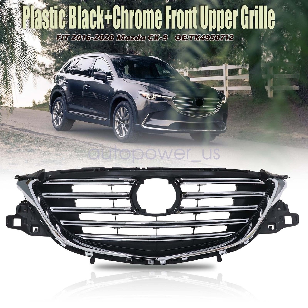 For Mazda CX-9 2019 2020 2021 Front Bumper Black Grille TK49-50712