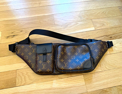 Louis Vuitton Christopher Macassar Sling Bag Monogram Bum Bag Black Zip Strap