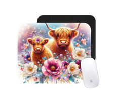 Cute Cow Floral Print Mouse Pad   Farm Animal Pastel Desk Mat Gift