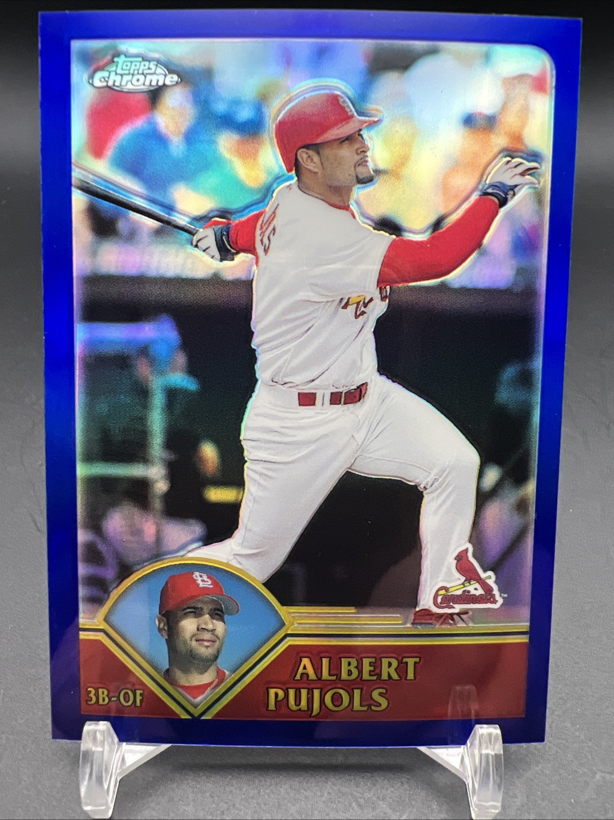 2003 Topps Chrome 'Blue Refractor' Albert Pujols #35, serial'd 697/699