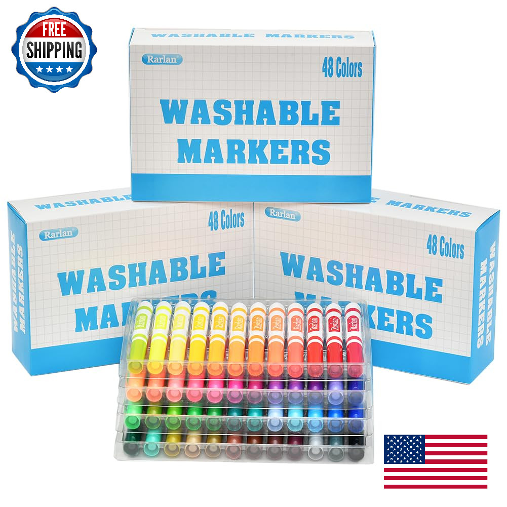 Bulk, Markers For Kids, Bulk Pack, 48 Colors, 3 Boxes, 1
