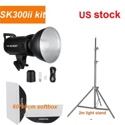 Godox SK300II 300W Studio Flash Strobe Light Lamp60*90cm softbox,light stand KIT