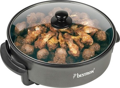 Bestron Partypfanne XXL Multifunktionspfanne Antihaft Glasdeckel 1500W Ø40cm