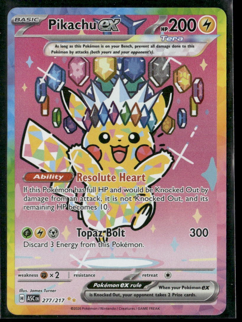 2026 Pokemon Pikachu ex 277/217 Ascended Heroes SIR Special Illustration Rare