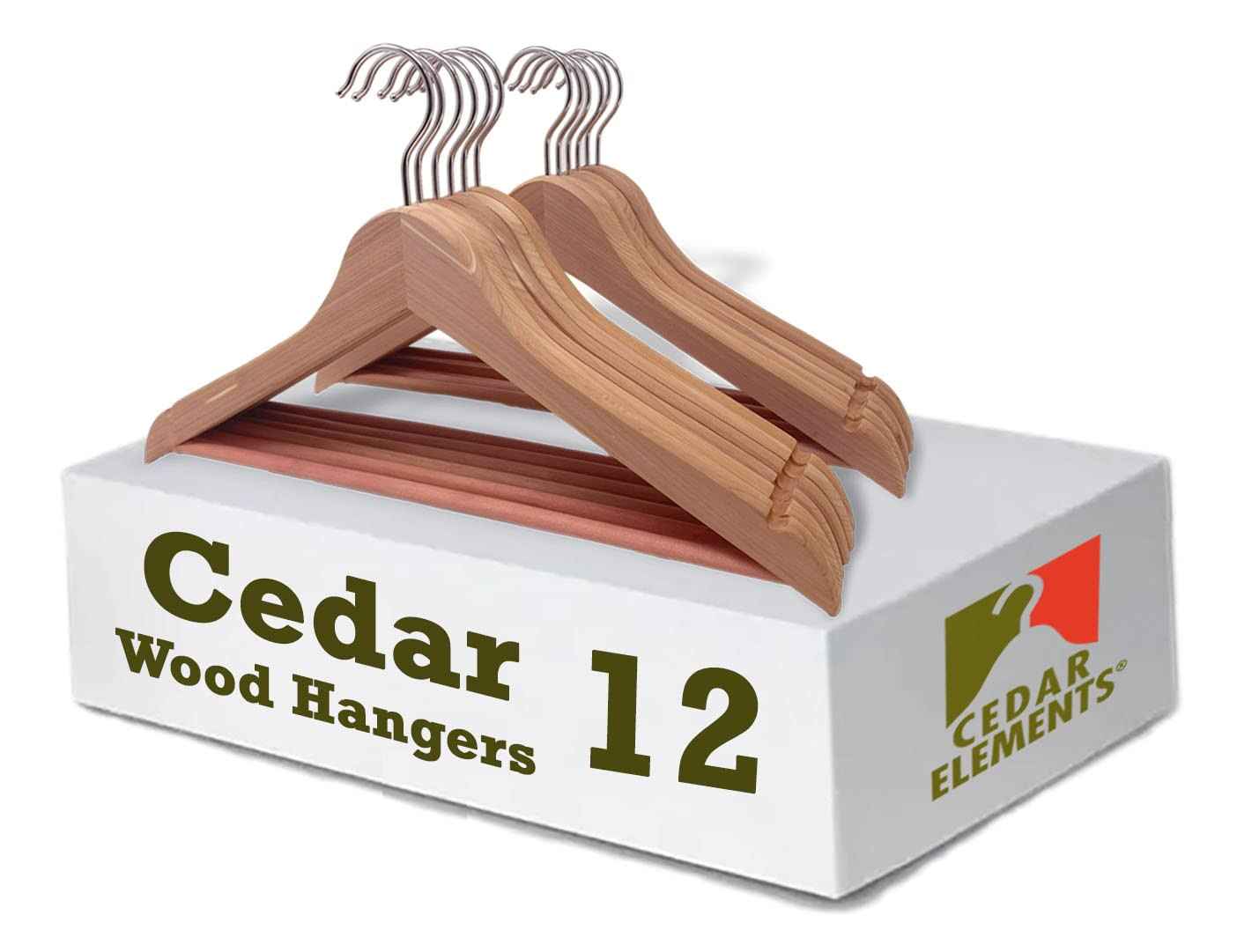 12-Pack Natural Cedar Wood Clothes Hangers for Freshness & Storage-image